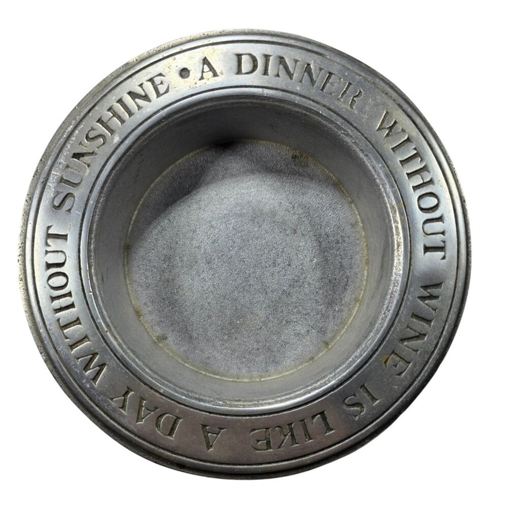 Pewter Wine Coaster "A Dinner Without Wine" entertaining party tabletop